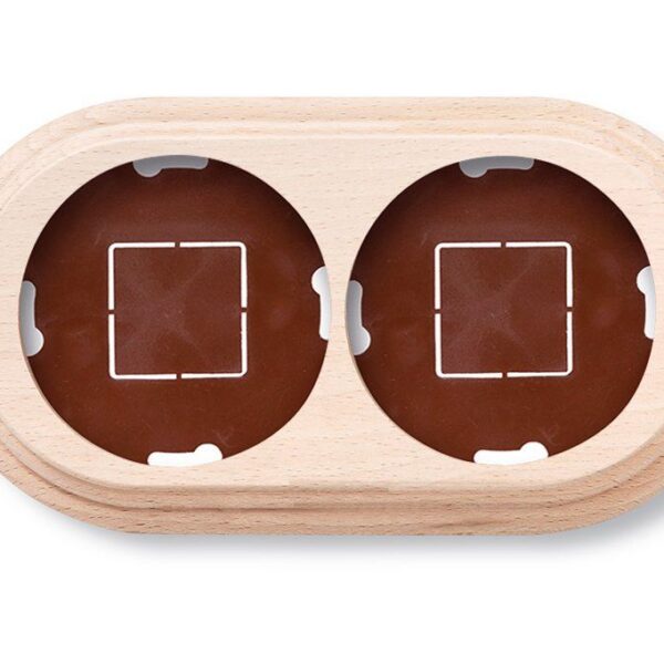 Fontini Garby montageplaat dubbel hout onvernist met buisingang