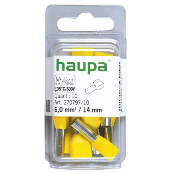 (KE100) Haupa draadhulzen dubbel 6mm (doos van 10 stuks)