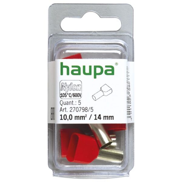 (KE100) Haupa draadhulzen dubbel 10mm (doos van 5 stuks)