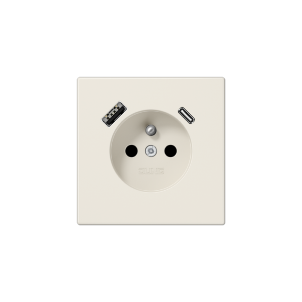 Jung (07) LS990 stopcontact met usb-lader A&C - sneeuwwit mat