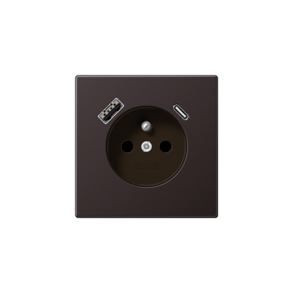 Jung (22) LS990 stopcontact met USB-lader A&C - alu dark