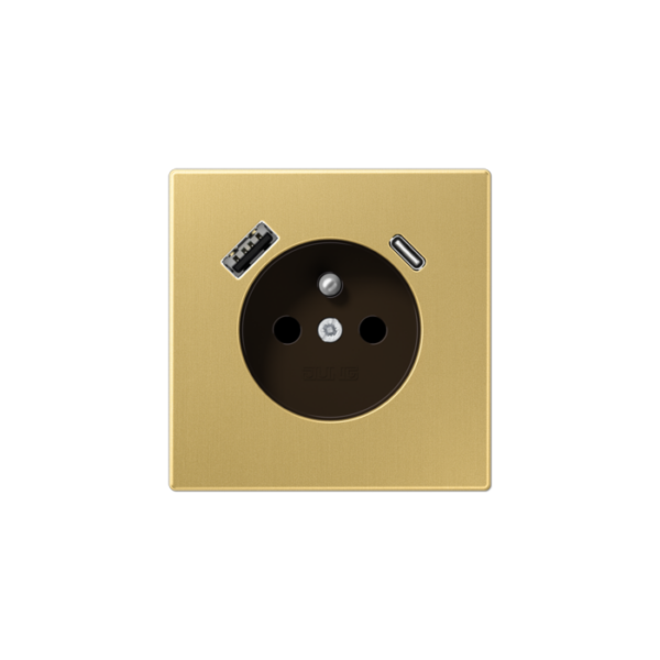 Jung (32) LS990 stopcontact met usb-lader A&C - messing klassiek