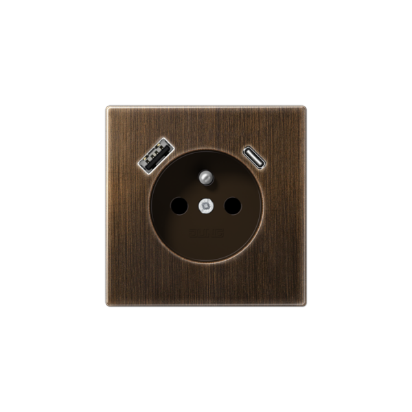 Jung (42) LS990 stopcontact met usb-lader A&C - messing antiek