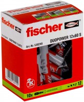 (G103) Fischer pluggen standaard incl. zeskantschroef diameter 12mm lengte 60mm (doos van 10 stuks)
